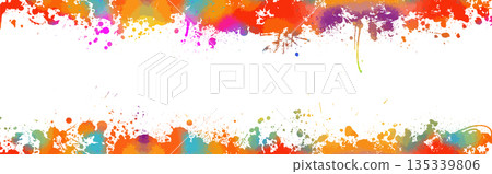 Frame of colored blots. Hand drawn. Not AI, vector illustration. 135339806