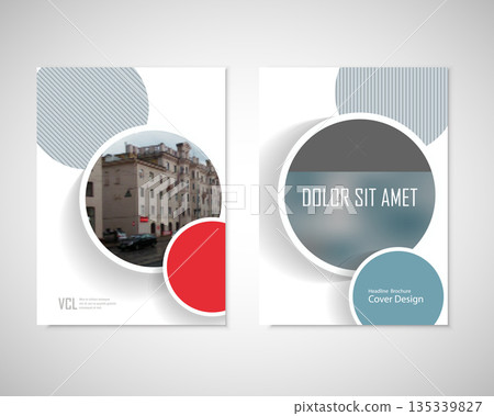 Dirty circles with text on brochure Dirty circles with text on brochure 135339827