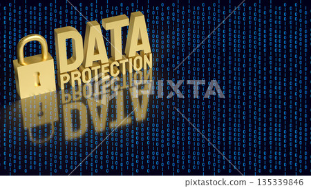 Golden Data Protection Padlock for Digital Cybersecurity Concept 3d render. 135339846