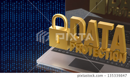 Laptop Data Protection and Digital Cybersecurity Privacy Concept 3d render. 135339847