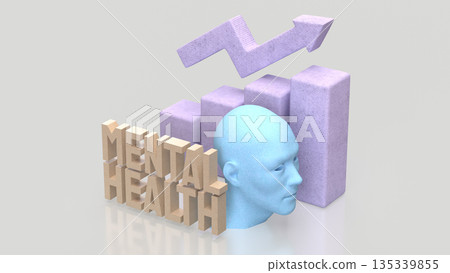 Mental Health Growth Concept with Mind Balance and Positive Progress 3d render. Mental Health Growth Concept with Mind Balance and Positive Progress 3d render. 135339855