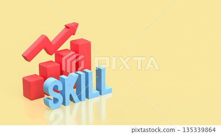 Skill Development Growth Chart for Career and Business Success 3d render. 135339864