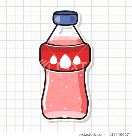 Pink refreshing sweet soda drink bottle sticker 135340697