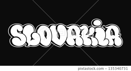 Slovakia country name graffiti bubble style word art 135340731