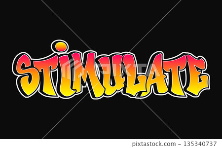 Stimulate word graffiti bubble letters urban street art 135340737