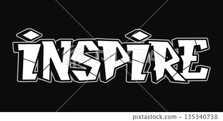 Inspire word in broken graffiti typography style 135340738