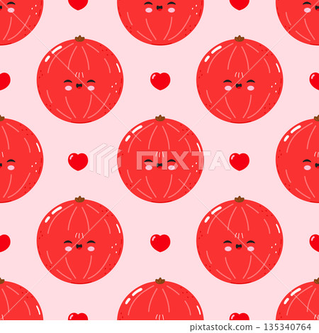 Kawaii red currant berry character seamless pattern Kawaii red currant berry character seamless pattern 135340764