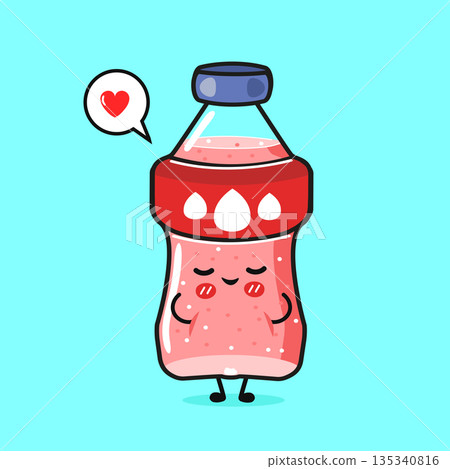 Cute yogurt drink bottle character feeling shy love 135340816
