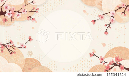 日式背景素材矢量插畫 135341824