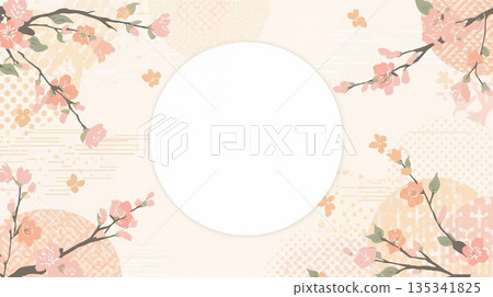 水彩櫻花畫框材料 135341825