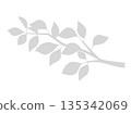 Illustration of a silhouette of a branch with leaves 135342069