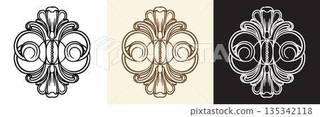 Set damask hand drawn design element vector illustrations 135342118
