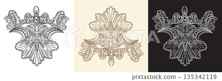 Elegant engraving decorative elements vector illustrations 135342119