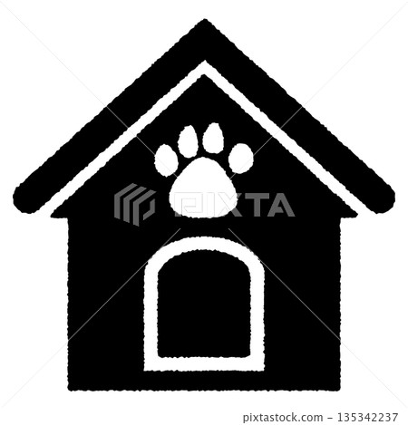 Cute doghouse illustration monochrome Cute doghouse illustration monochrome 135342237