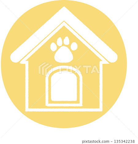 Cute doghouse illustration yellow 135342238
