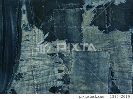 Worn-out workwear, indigo dyed "BORO" from the Meiji period 135342619