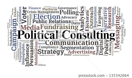 Political Consulting Word Cloud. Essential Strategic Elements for Campaign Management 135342664