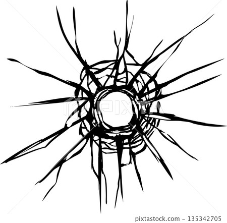 Realistic illustrations of bullet holes, cracks, and cracks Realistic illustrations of bullet holes, cracks, and cracks 135342705