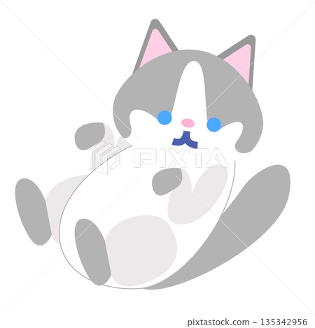 一隻可愛的貓咪角色躺著的插圖 一隻可愛的貓咪角色躺著的插圖 135342956