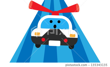 一幅可愛的警車鳴著警笛出發的插圖 135343135