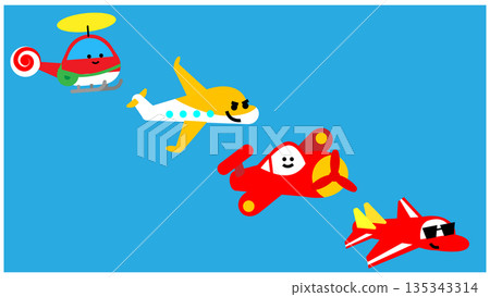 Illustration of a cute flying vehicle character Illustration of a cute flying vehicle character 135343314