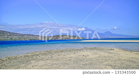 beautiful view of beach, sea, mountains and blue sky, Banyuwangi, East Java, Indonesia beautiful view of beach, sea, mountains and blue sky, Banyuwangi, East Java, Indonesia 135343500