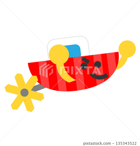 一幅可愛的玩具汽車奔跑的插圖，雙手舉起 135343522