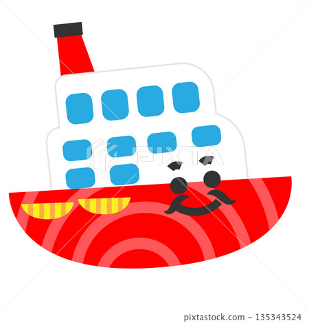 一艘可愛的微笑遊輪的插圖 135343524