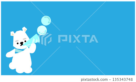 北極熊吹泡泡的插畫背景 135343748