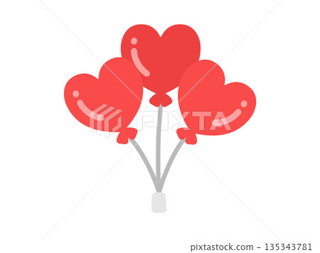 Illustration of three heart-shaped balloon icons 135343781