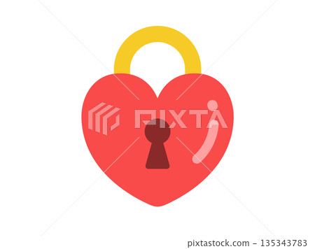 心形掛鎖圖示的插圖 135343783