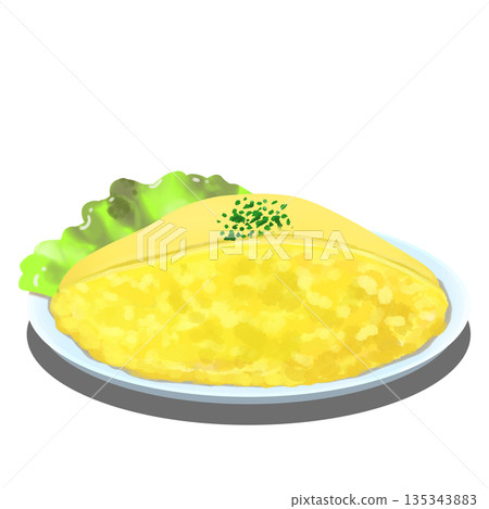Omurice with soft-boiled omelet on top 135343883