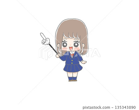 女學生拿著指示棒 女學生拿著指示棒 135343890