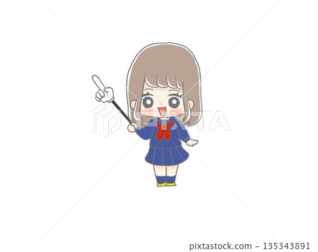 女學生拿著指示棒 135343891