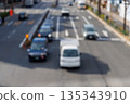 城市道路上行駛的汽車和城市景觀的抽象散景背景（失焦） 135343910