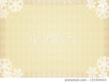 Gold diamond pattern background and snowflake frame Christmas background material 135344414