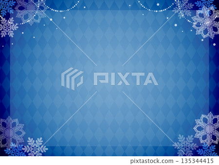 Blue diamond pattern background and snowflake frame Christmas background material 135344415