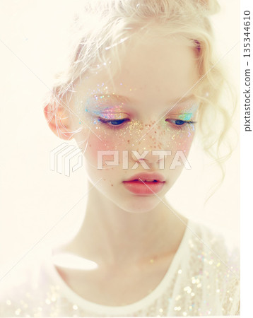 一位化著精緻彩妝的可愛女子 一位化著精緻彩妝的可愛女子 135344610