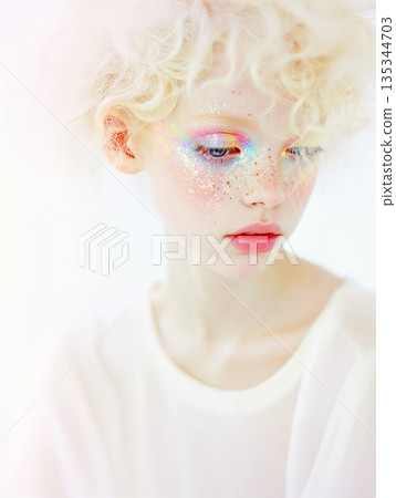 一位化著閃亮眼妝的女士 135344703