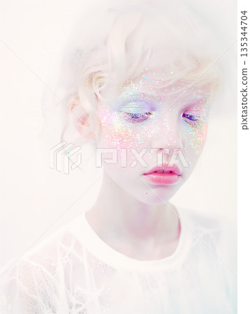 一位化著閃亮眼妝的女士 135344704