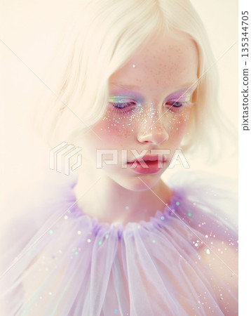 一位化著閃亮眼妝的女士 135344705