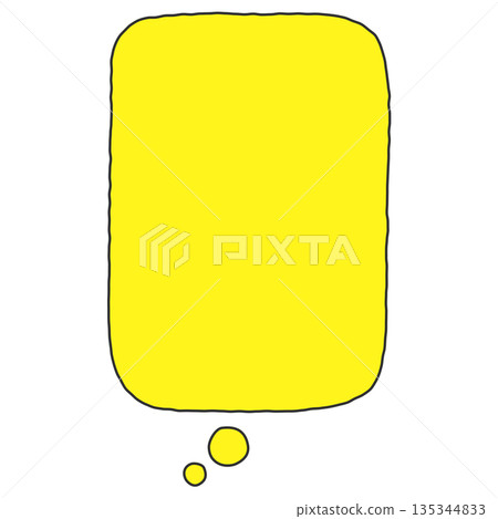 A simple, hand-drawn, vertically elongated rectangular speech bubble (yellow) 135344833