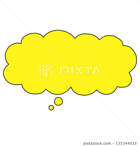 A simple, hand-drawn, horizontal, downward-facing speech bubble (yellow) 135344938