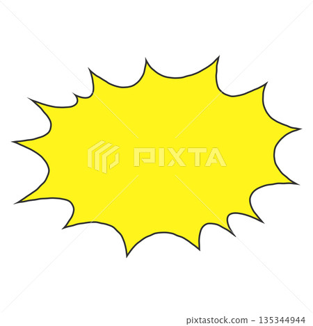 一個簡單的手繪水平鋸齒狀對話框（黃色） 135344944