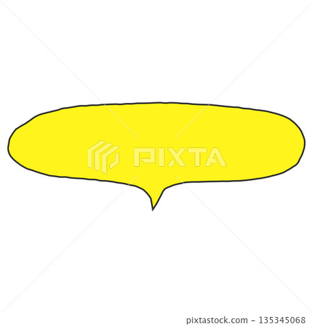 A simple, hand-drawn, downward-facing, horizontally elongated oval speech bubble (yellow) 135345068