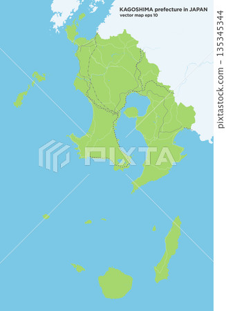 日本鹿兒島縣綠色簡易道路地圖 日本鹿兒島縣綠色簡易道路地圖 135345344