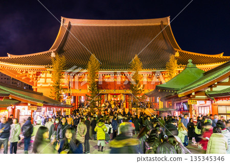 Tokyo: Sensoji Temple bustles with people during the New Year holidays 135345346