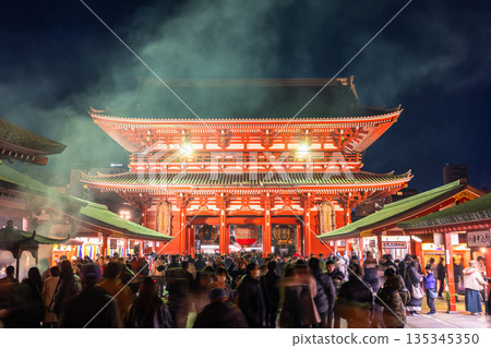 Tokyo: Sensoji Temple bustles with people during the New Year holidays 135345350