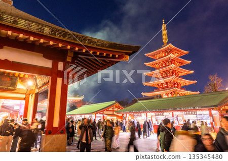 Tokyo: Sensoji Temple bustles with people during the New Year holidays 135345480