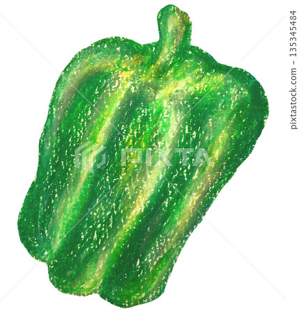 Bell pepper illustration oil pastel drawing 135345484